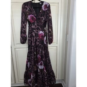 Venus Tiered Ruffle Floral Animal Print Maxi Dress Women's 4 Alluring Side Slits